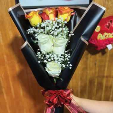 Bouquet de 6 rosas bicolor