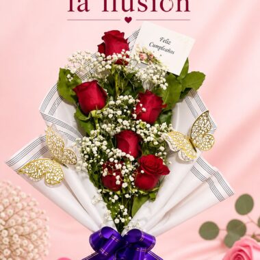 Bouquet de 6 rosas naturales